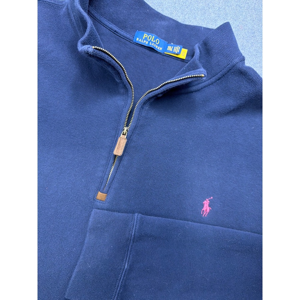Polo Ralph Lauren Quarter Zip‎ Mens 4XLT Navy Blue Cotton red Pony Pullover